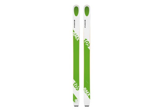 Green and white skis.